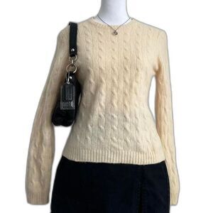 American Eagle cable knit sweater cream ivory wool angora